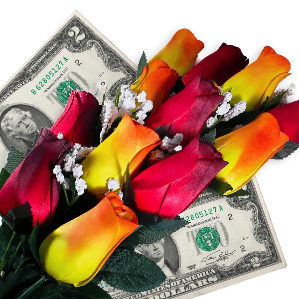 Red & Orange Yellow Ombré Bouquet | Cash Roses®-Cash Roses®-The Official Website of Jewelry Candles - Find Jewelry In Candles!