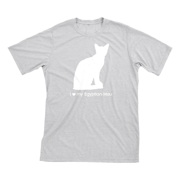 I Love My Egyptian Mau | Must Love Cats® White On Heathered Grey Short Sleeve T-Shirt-Must Love Cats® T-Shirts-The Official Website of Jewelry Candles - Find Jewelry In Candles!