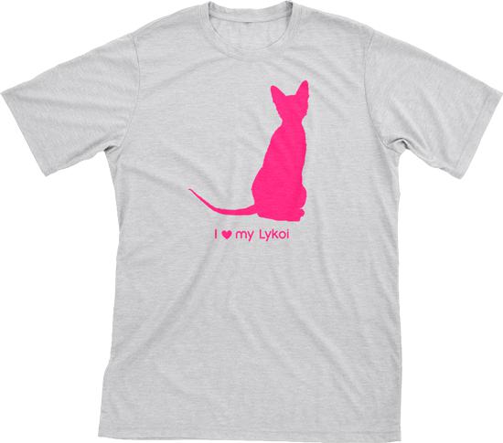 I Love My Lykoi | Must Love Cats® Hot Pink On Heathered Grey Short Sleeve T-Shirt-Must Love Cats® T-Shirts-The Official Website of Jewelry Candles - Find Jewelry In Candles!