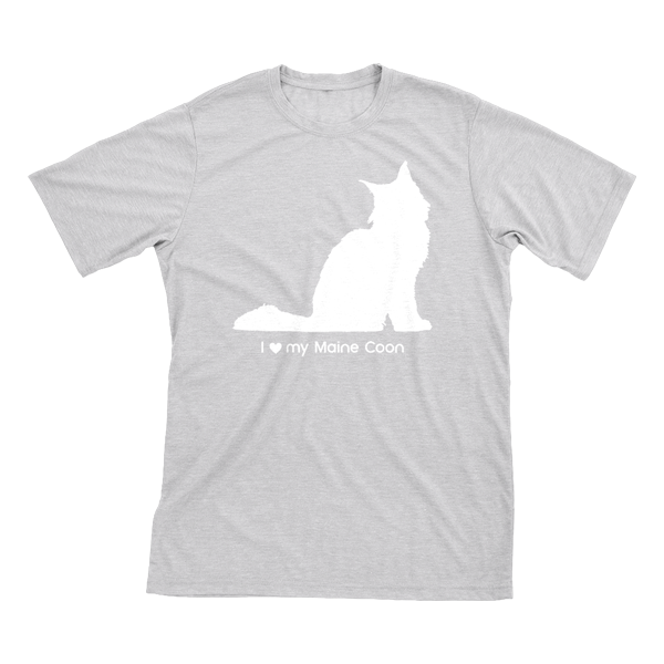 I Love My Maine Coon | Must Love Cats® White On Heathered Grey Short Sleeve T-Shirt-Must Love Cats® T-Shirts-The Official Website of Jewelry Candles - Find Jewelry In Candles!