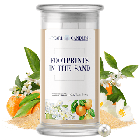 Footprints In The Sand | Pearl Candle®-Pearl Candles®-The Official Website of Jewelry Candles - Find Jewelry In Candles!