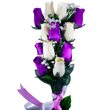 Purple & Cream Bouquet | Jewelry Roses®-Jewelry Roses®-The Official Website of Jewelry Candles - Find Jewelry In Candles!